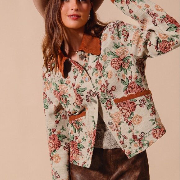 SO ME Floral Tapestry Button Up Jacket - Picture 4 of 11